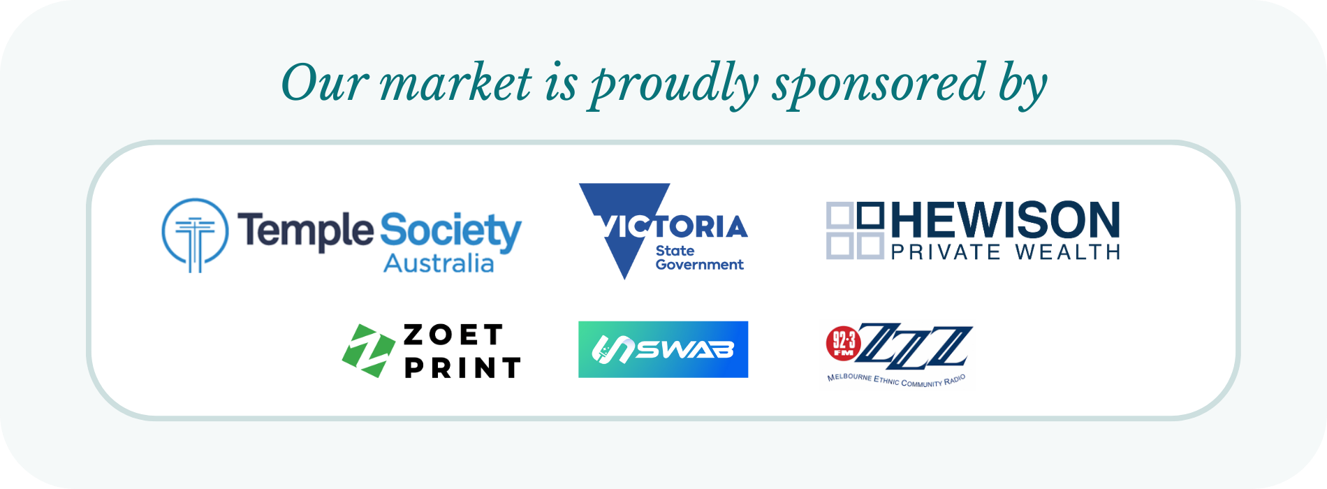 TTHA Christmas Market - Proud sponsors